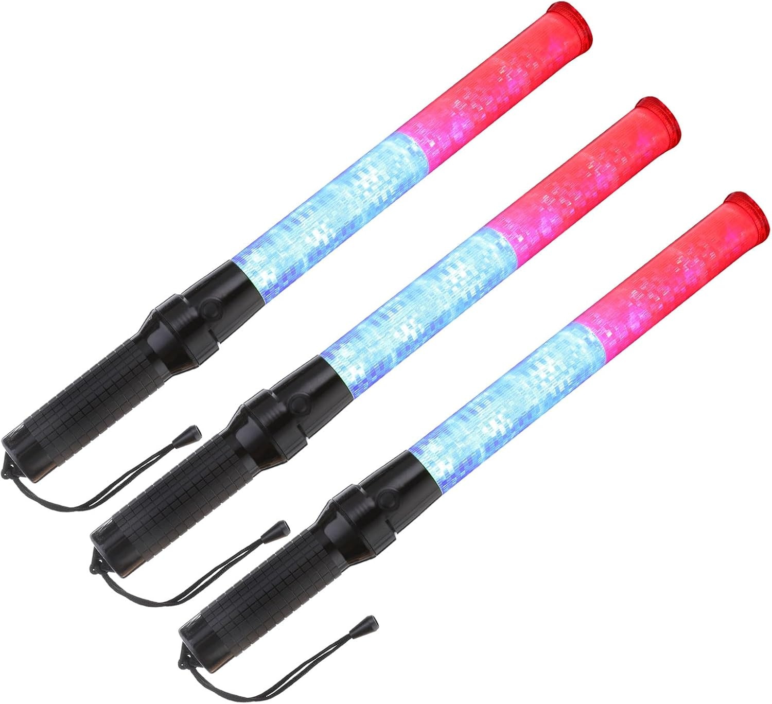 PATIKIL LED Verkeersstaven 54 cm - Rood/Blauw - 3 stuks