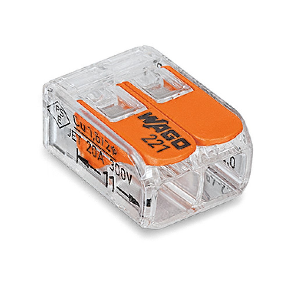 Wago-221-412-Hefboomklem-2-weg Connectors-Terminals-Pack van 1 tot 100 (25)