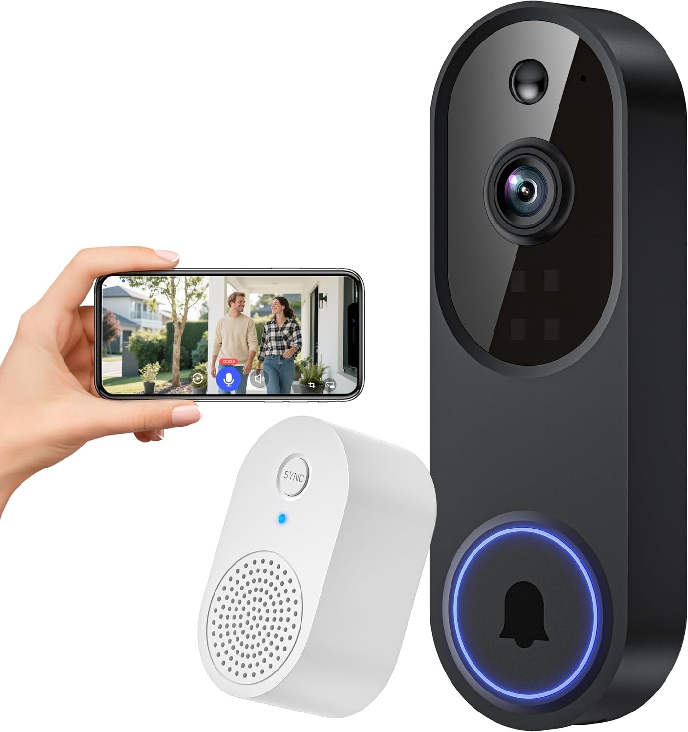 1080P WiFi Video Deurbel Camera Draadloos met Ontvanger
