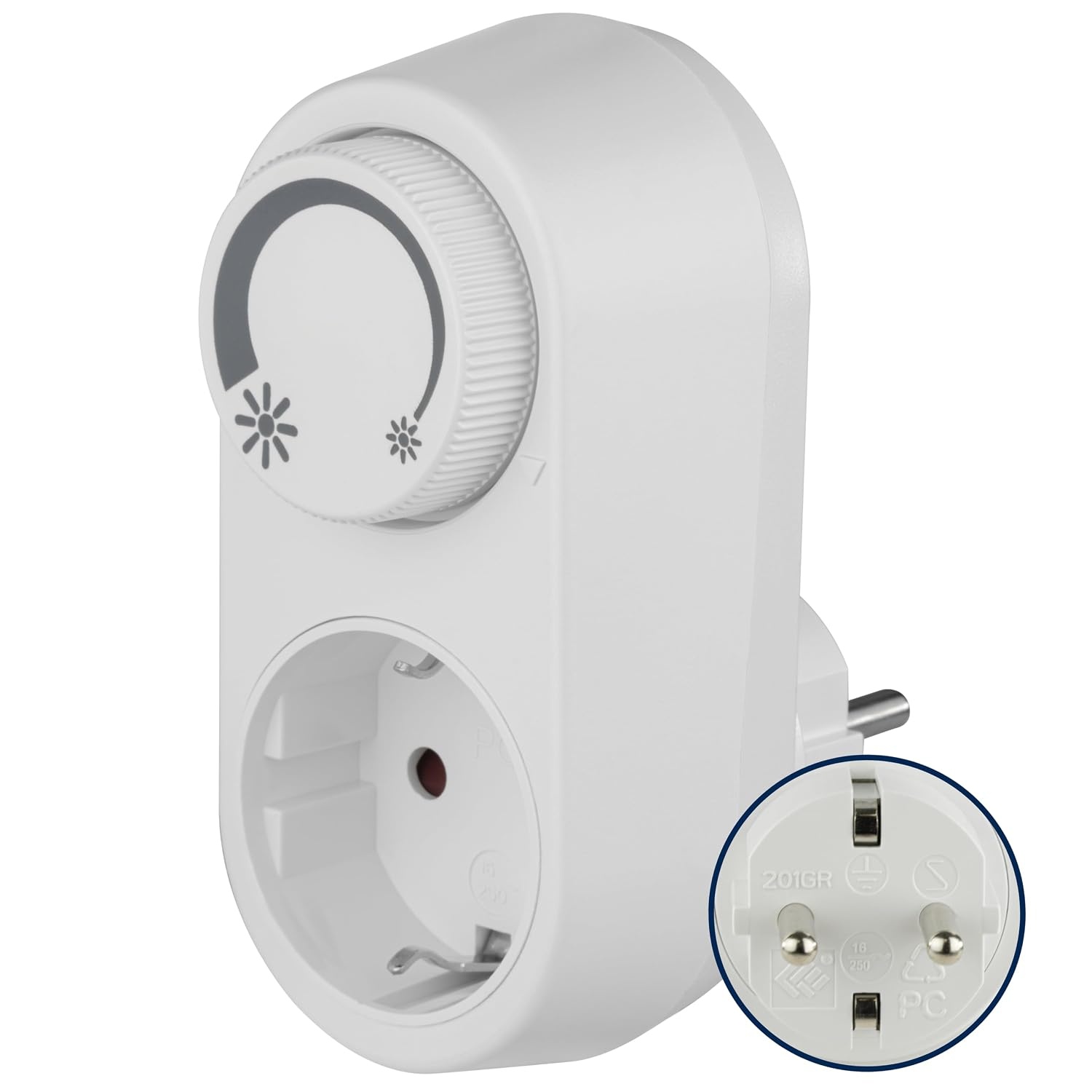 REV Dimmer, LED-dimmeradapter met 1-voudige aansluiting, helderheidsregeling, wit