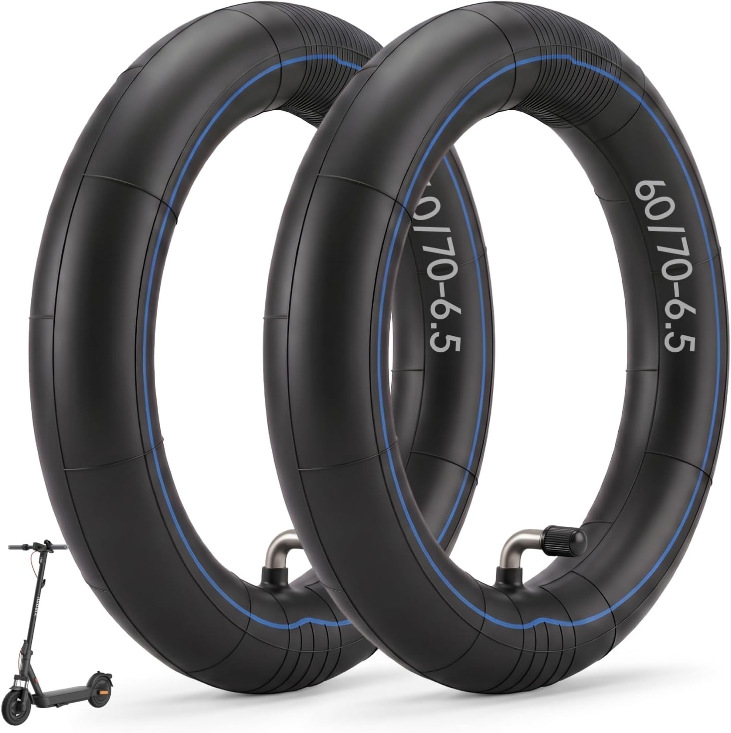 60/70-6,5 buis voor Xiaomi 5/5 Pro/5 Max elektrische step, 25,4 cm (10 inch), dubbele dikke buis met 90° ventiel voor Ninebot Max G30 Series e-scooter, reserveband