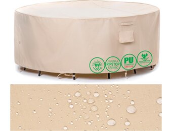 F&J Outdoors Ronde loungesethoes waterdicht beige Ø279x70cm