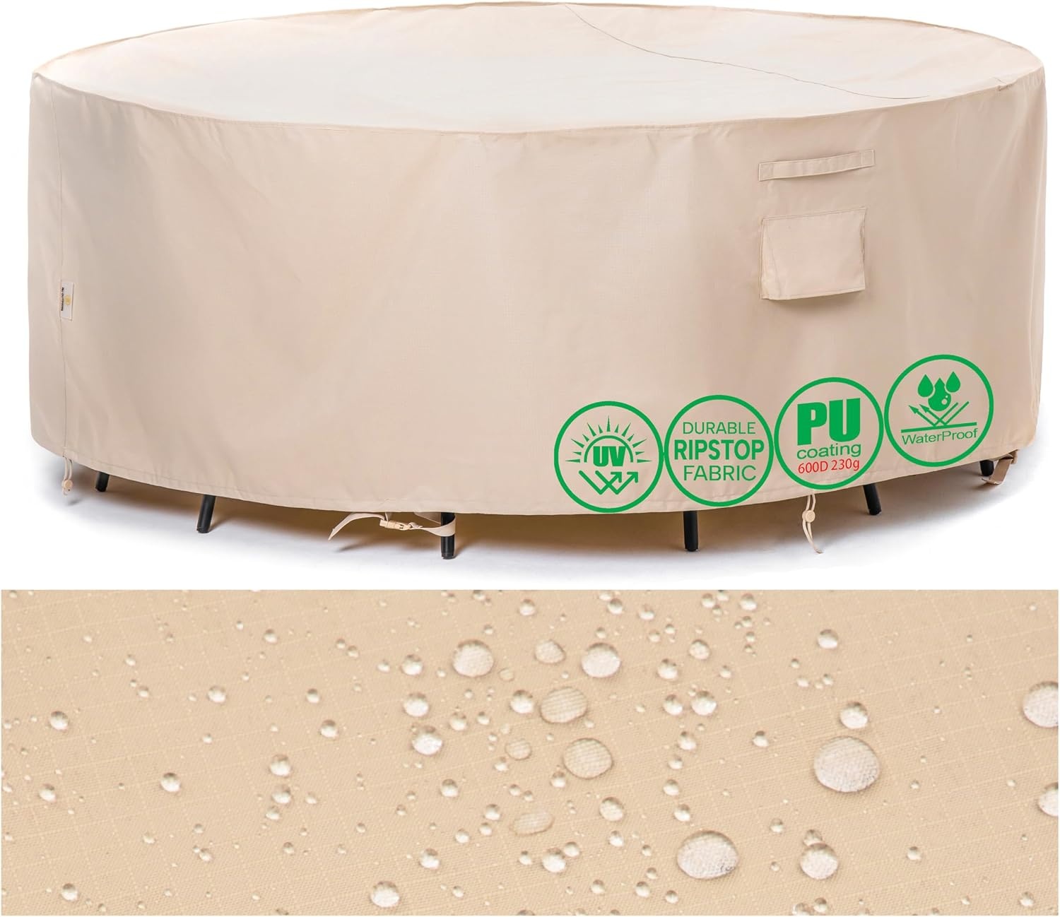 F&J Outdoors Ronde loungesethoes waterdicht beige Ø279x70cm