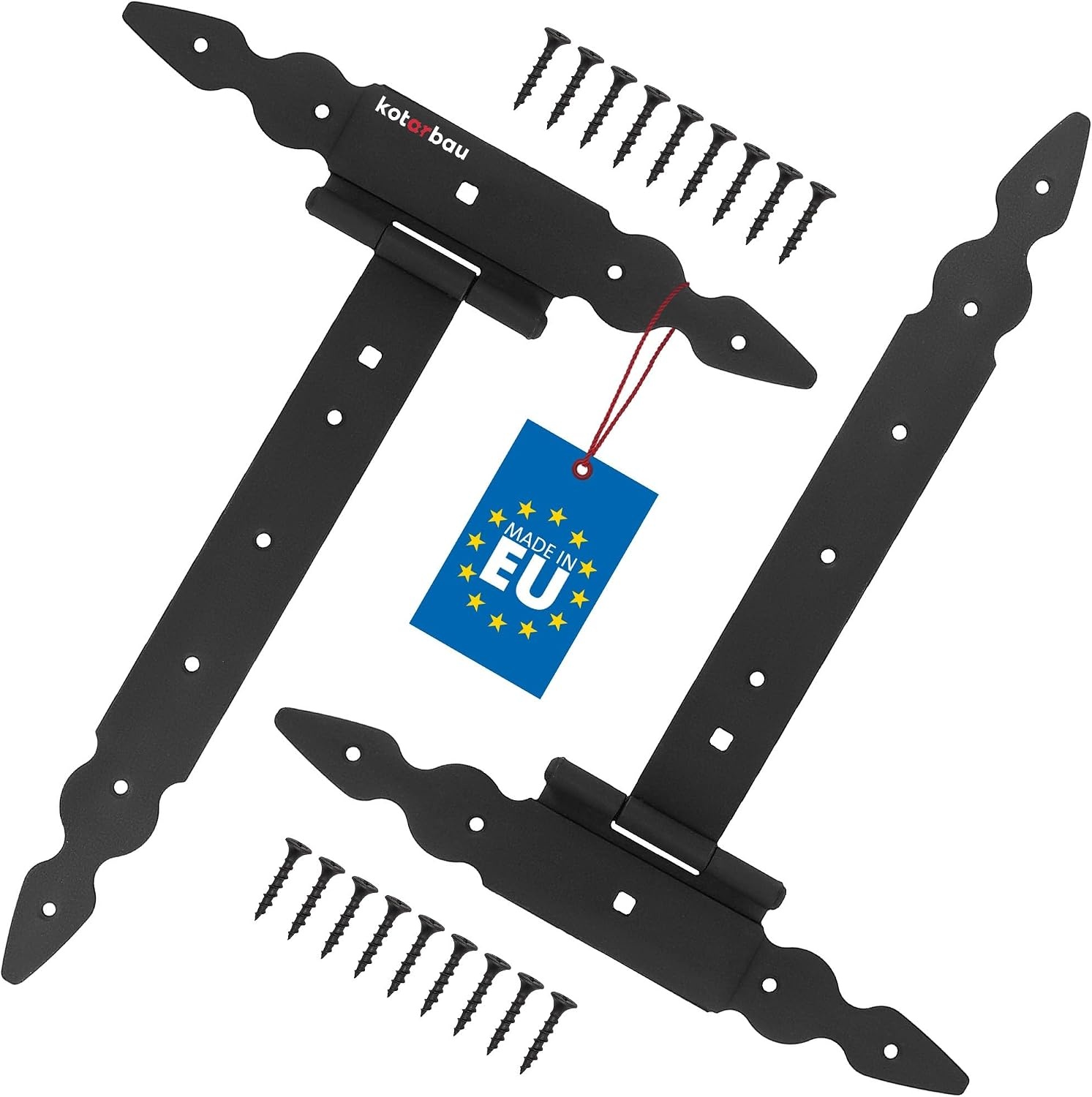 KOTARBAU® 2pcs.T hinges black L:300mm cross hangs powder coated steel garden gate hinge door tire wooden door shop tire gate hinges heavy load door ties fittings garden gate gate