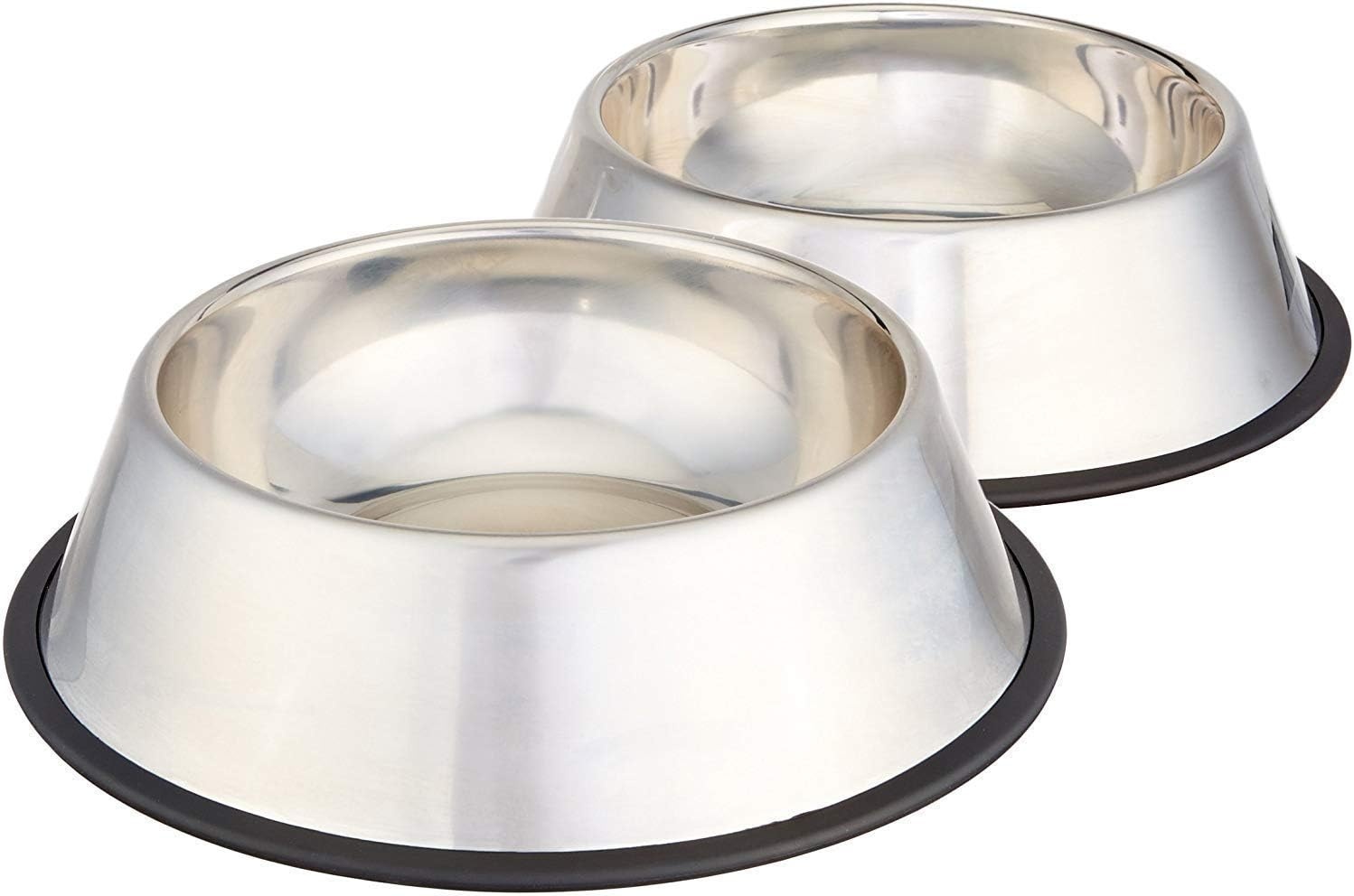 Amazon Basics Hondenbak, roestvrij staal, 2 stuks, 946 ml, zilverkleurig