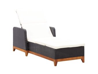 vidaXL Ligbed poly rattan en massief acaciahout zwart