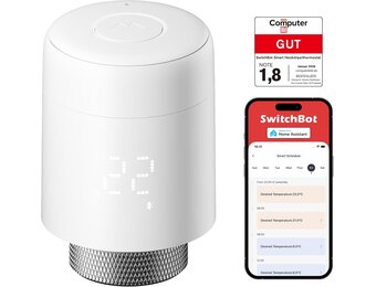 SwitchBot Slimme radiatorthermostaat, bluetooth-thermostaat met app-strooisering en tijdplanning, energiebesparing, eenvoudige installatie, compatibel met Alexa, Apple Home en Google Home (hub vereist - Maat Standaard