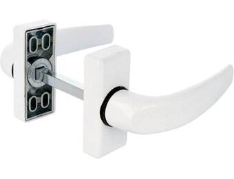 Amig - Set van 2 rozet deurklinken - Model DELTA - 121 x 72 mm - 8 mm vierkante spindel - Elegant en eenvoudig ontwerp - Ergonomische handgreep - Wit aluminium