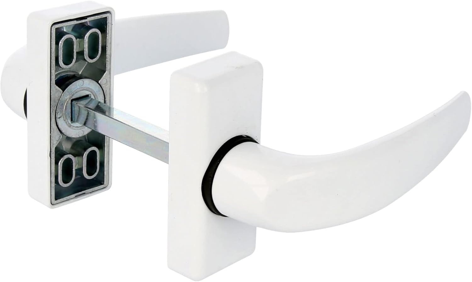 Amig - Set van 2 rozet deurklinken - Model DELTA - 121 x 72 mm - 8 mm vierkante spindel - Elegant en eenvoudig ontwerp - Ergonomische handgreep - Wit aluminium