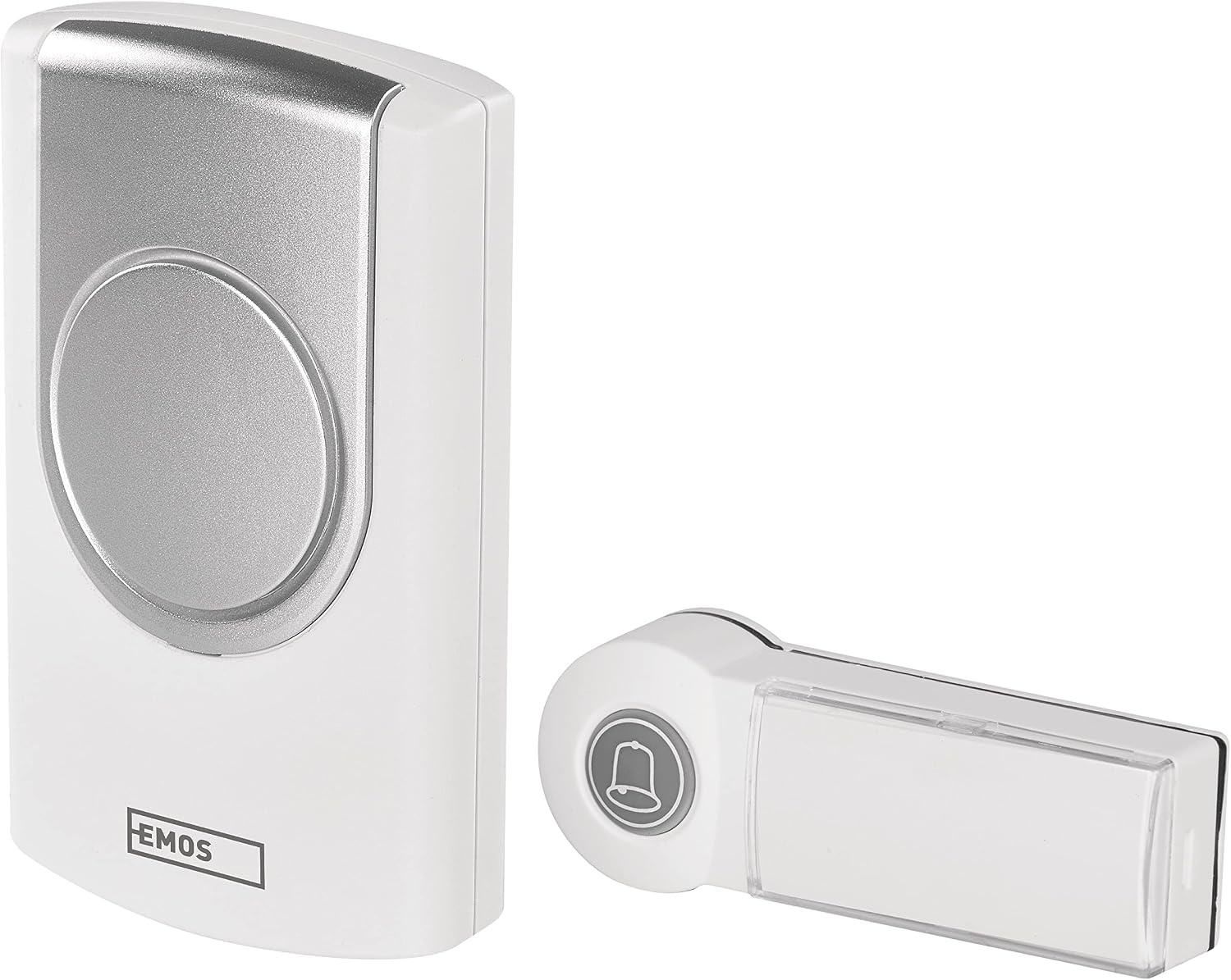 EMOS P5723 Draadloze bel, deurbelset met belknop en bel, 36 melodieën, 100 m bereik, 75 dB, werkt op batterijen, zelflerend, wit