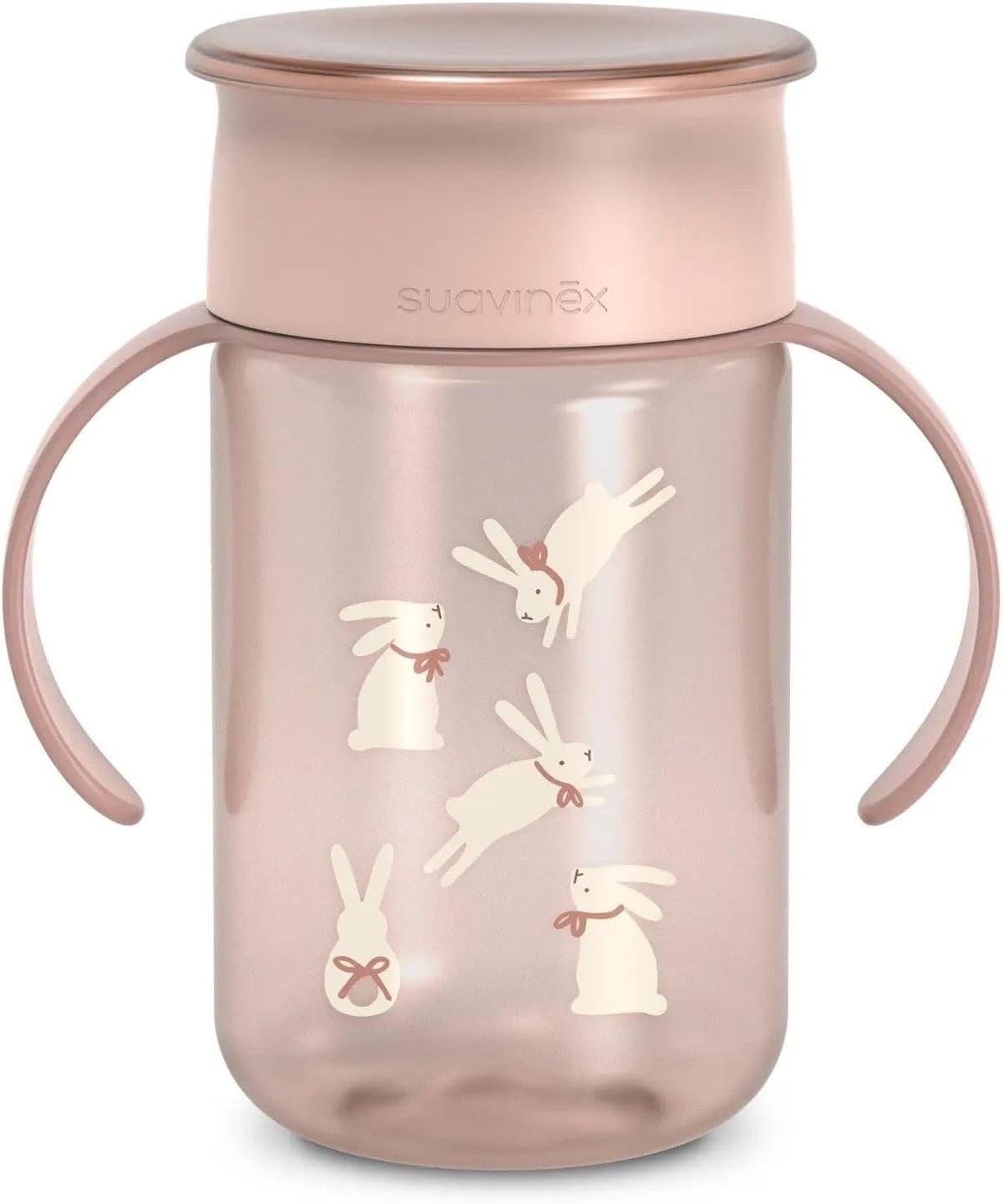 Suavinex, Magic Cup om te leren drinken, 360 graden met lekvrij en lekvrij systeem, Magic Cup met handgrepen en deksel, vaatwasser- en magnetronbestendig, 340 ml, trainingsbeker voor baby's vanaf 12