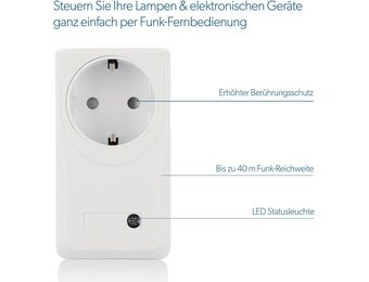 Unitec 48110 draadloze afstandsschakelset met zelflerende functie, set met radioaansluitingen, 3 stopcontacten+1 afstandsbediening, wit
