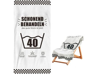 Sugeru Handdoeken voor cadeaus voor 30, 40, 50, 60e verjaardag, vrouw/man, katoenen handdoeken, beige, badhanddoek, strandhanddoek, sneldrogend, 160 x 80 cm (40)