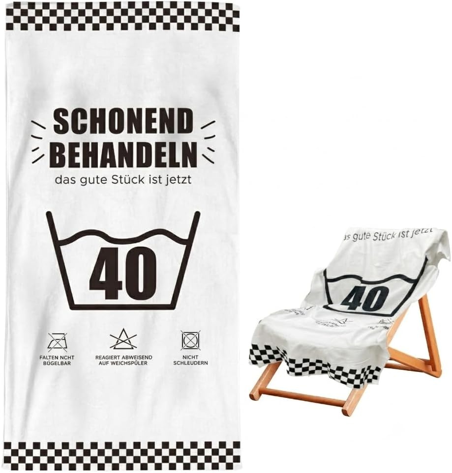Sugeru Handdoeken voor cadeaus voor 30, 40, 50, 60e verjaardag, vrouw/man, katoenen handdoeken, beige, badhanddoek, strandhanddoek, sneldrogend, 160 x 80 cm (40)