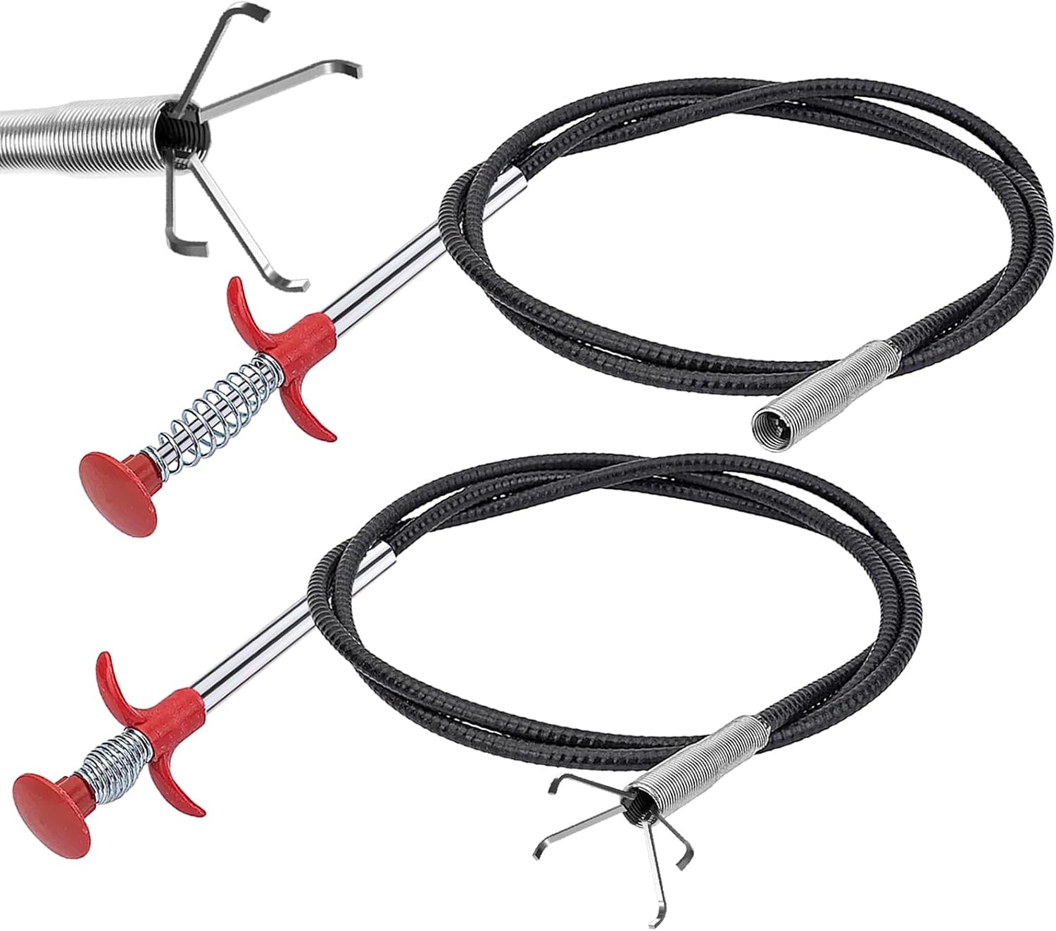 200 cm/90 cm Grijper Flexibele klauwgrijper, 2 stuks, buisreinigingsspiraal, afvoerspiraal, grijper, tang, telescopische Drain Cleaner, toiletten, spiraal, telescopische grijper voor keuken, badkamer