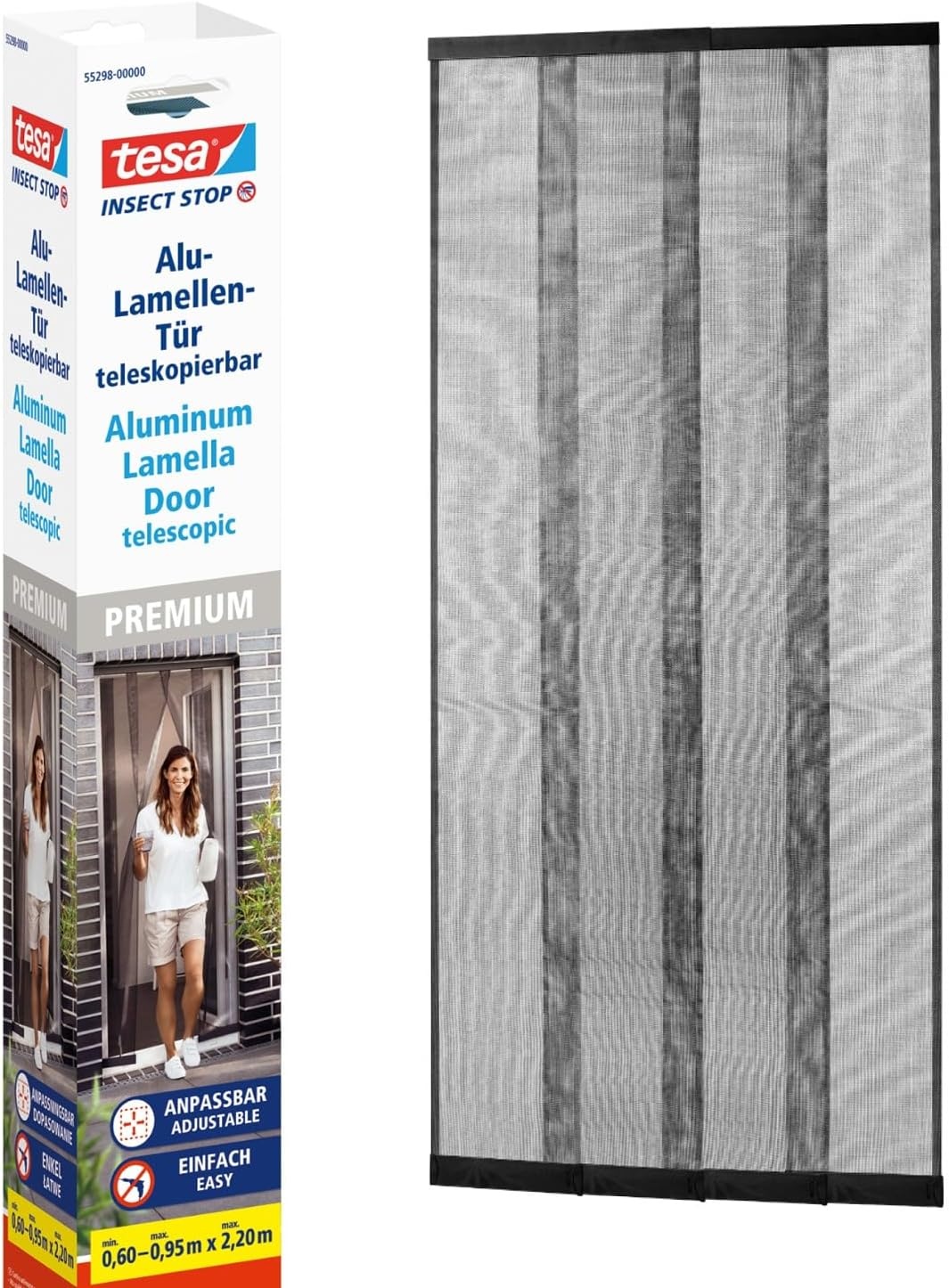 tesa Insect Stop Premium Aluminium Lamellengordijn - Telescopisch - 95 x 220 cm - Antraciet