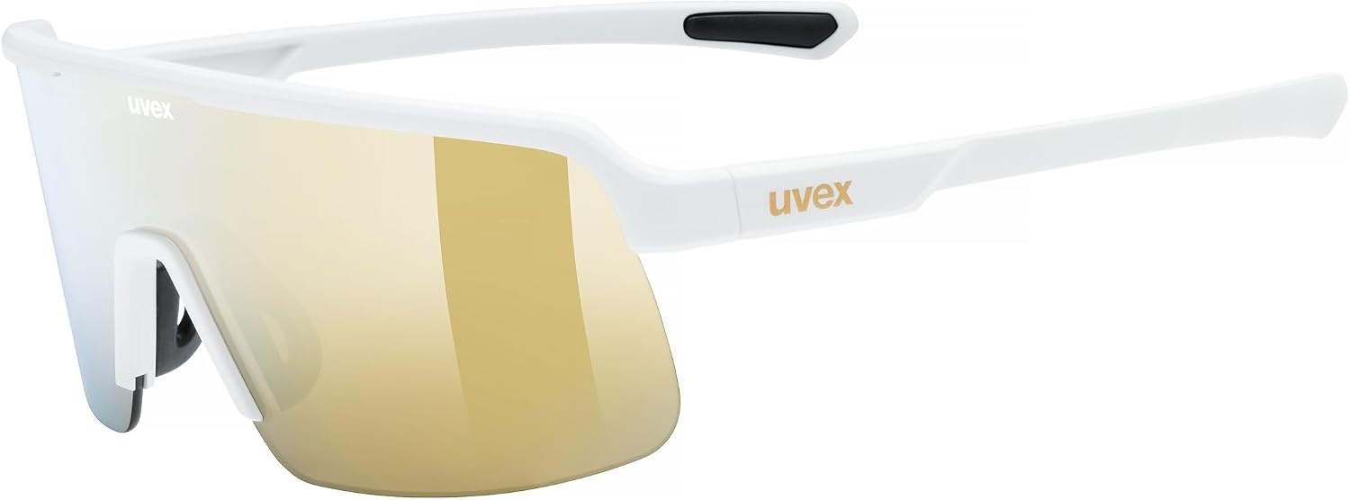uvex dyrt - Sportbril voor volwassene - sterke bescherming tegen zonnestraling - 100% UVA-, B-, C-bescherming - white matt/gold mirror - one size