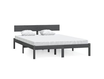 vidaXL Bedframe massief grenenhout grijs 150x200 cm