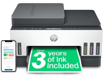 HP Smart Tank 7305 Multifunctionele printer (printer, scanner, kopieerapparaat, ADF, WLAN, LAN, AirPrint, Duplex, inclusief inkt voor maximaal 3 jaar printen) - Maat 3-in-1