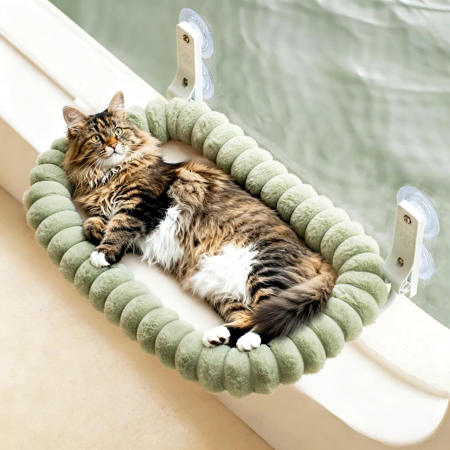 EDAGNY Kattenhangmat voor het Raam - Groen - 54x36 cm - Opvouwbaar