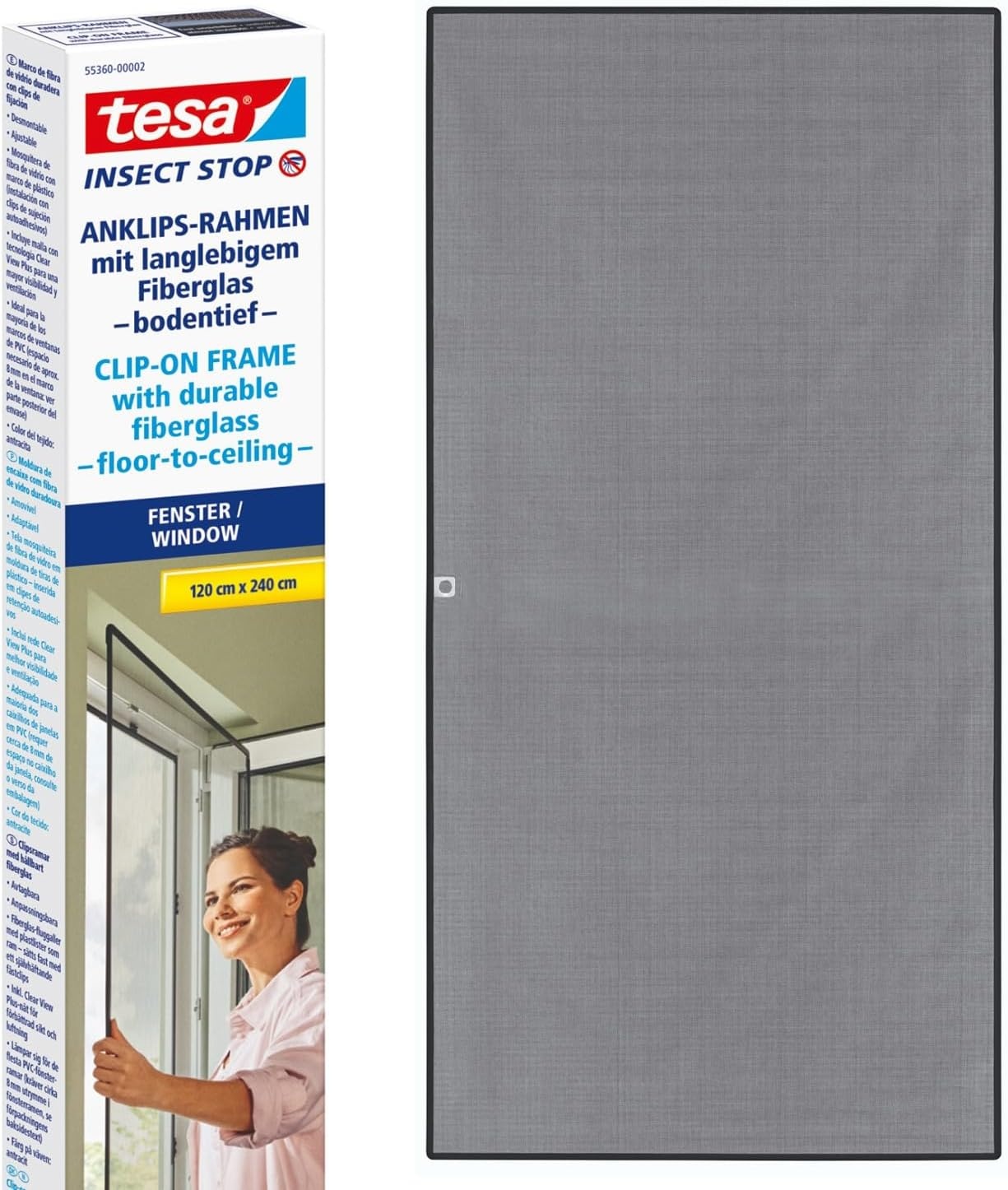 tesa INSECT STOP Vliegenhor met Klikframe, Vloer tot Plafond - 120 x 140 cm