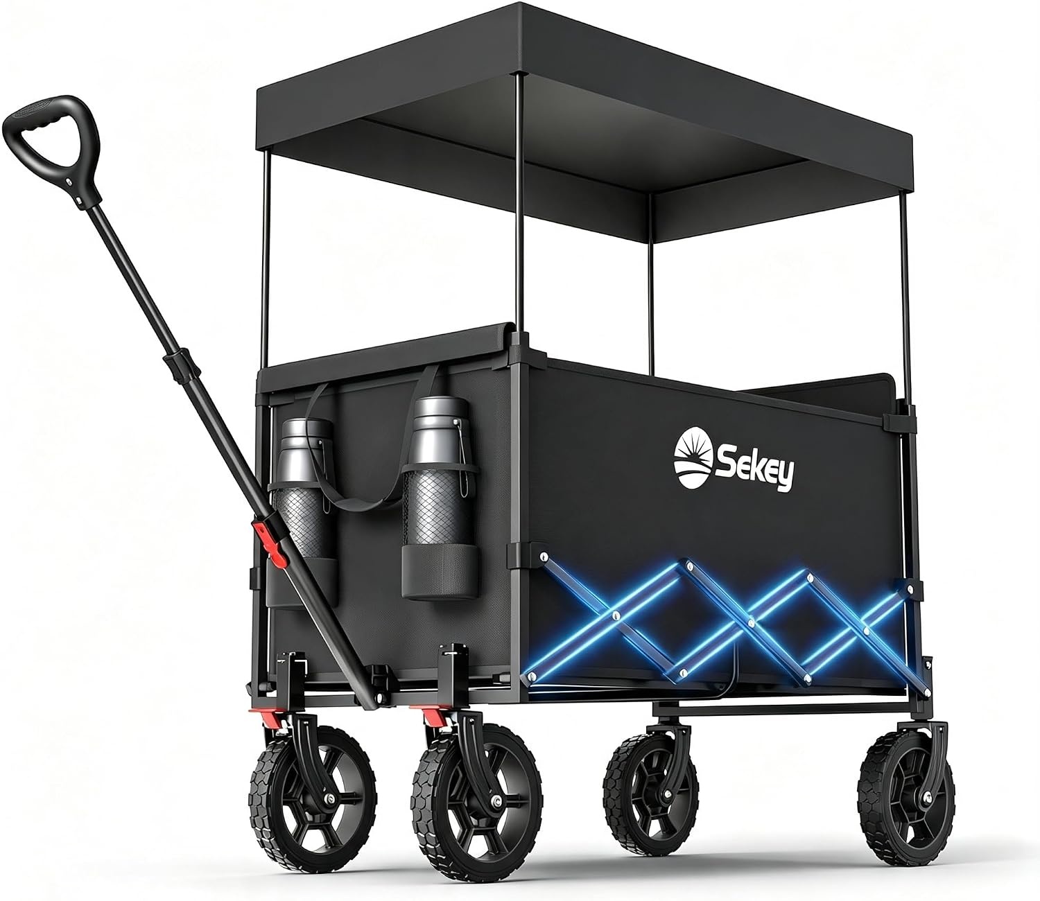 Sekey XXL Opvouwbare Bolderwagen 150L - 150KG met Afneembaar Dak - Zwart