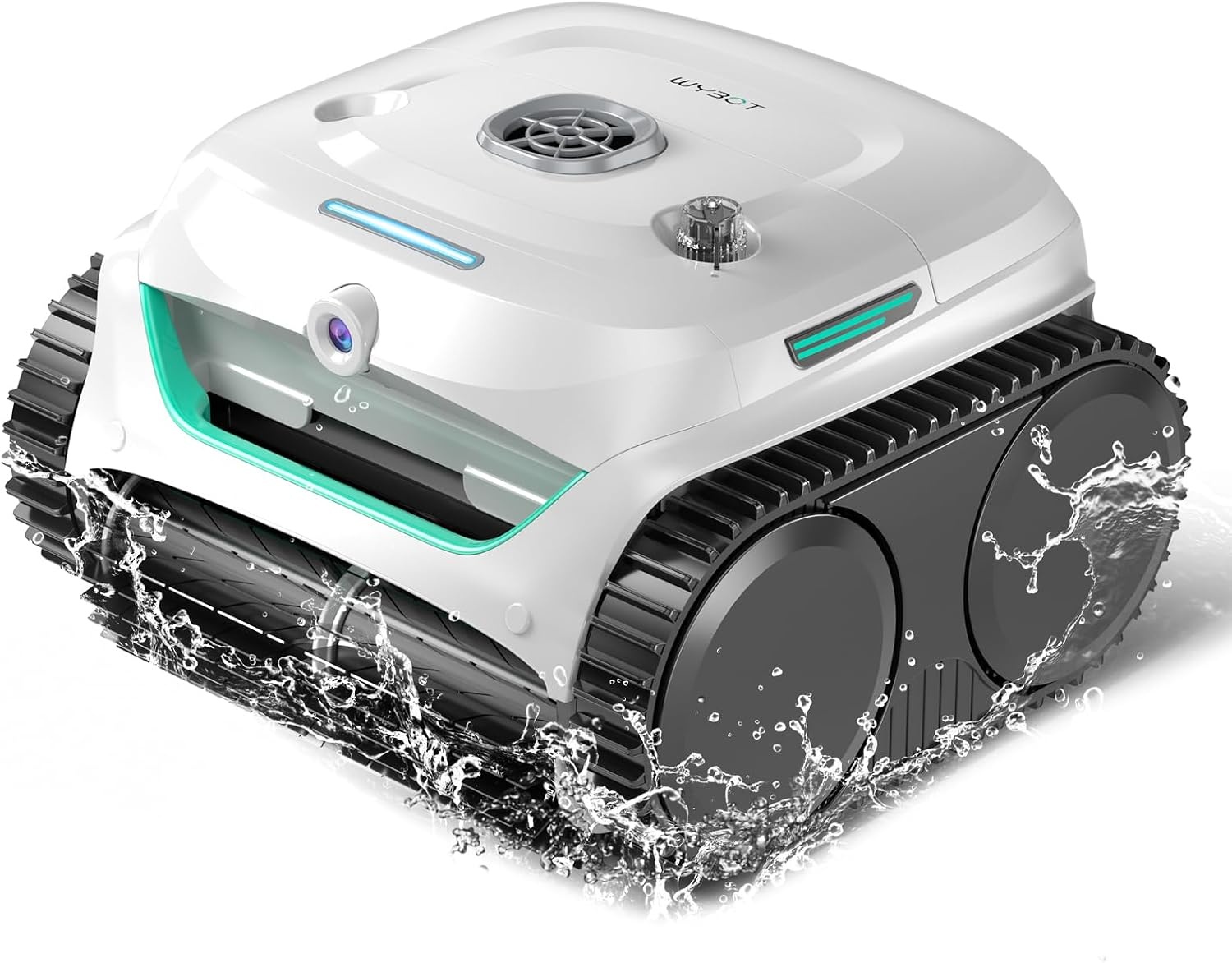 WYBOT C2 Vision-A Draadloze zwembadrobot, accu met AI-camera, 8 modi, sterke zuigkracht, dubbele filter, waterlijn, zwembadrobot, accu, voor muur en vloer, app-wit