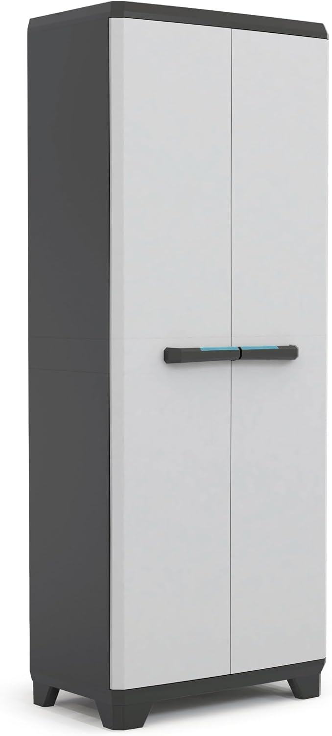 Kis Linear Kunststof Kast, Lichtgrijs/Zwart, 68x39x173 cm