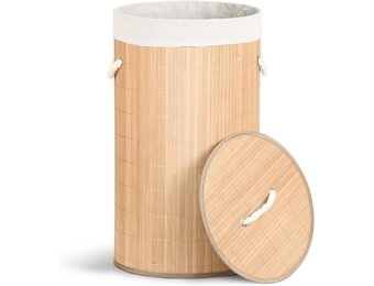 VOUNOT Wasmand van Bamboe - 58L - Rond - Natuurlijk hout