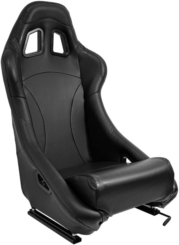 AutoStyle Sportstoel 'BH' - Zwart Kunstleder - Vaste rugleuning - incl. sledes