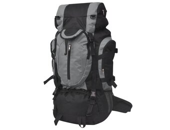 vidaXL Rugzak hiking XXL 75 L zwart en grijs