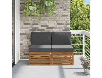 vidaXL Buiten Midden Sofa 2 st 2-zits Massief Acaciahout Naturel