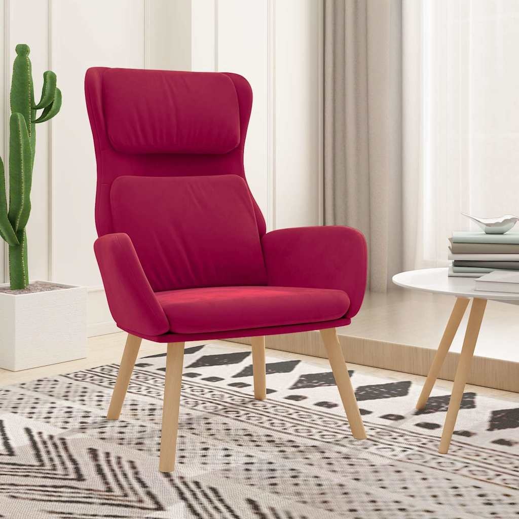 Relaxstoel fluweel wijnrood - 25% korting
