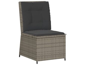 vidaXL Tuinbank verstelbaar met kussens poly rattan grijs