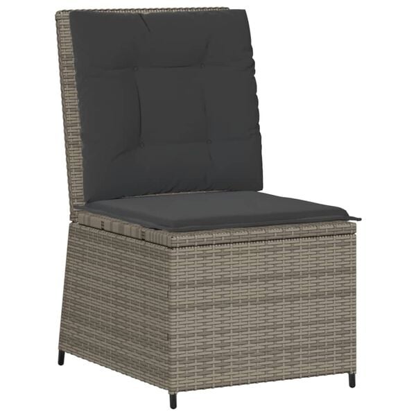 vidaXL Tuinbank verstelbaar met kussens poly rattan grijs