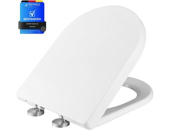 Ibergrif M41001 D-vorm Toiletdeksel Softclose Quick Release WC-bril Verstelbare bril Scharnieren Eenvoudige Reiniging Algemeen Doel Wit Toiletbril