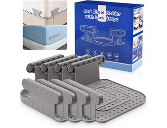 4-delige Lakenbevestiging met Bevestigingsstrips - Antislip Lakenhouder voor Matrassen - Grijs