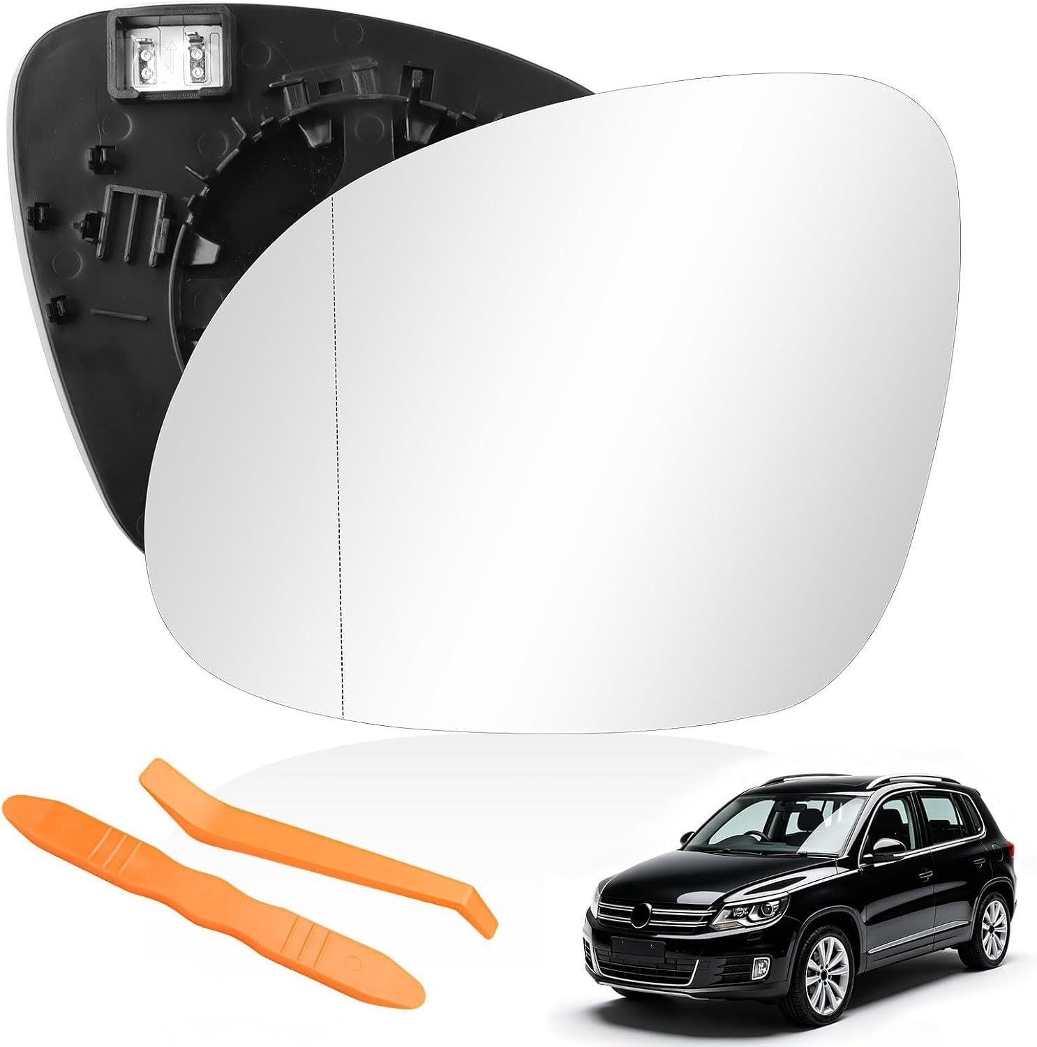 Spiegelglas Links Verwarmd Convexe Met Steun + Montagegereedschap voor VW Tiguan 5N 2007-2018 Skoda Yeti 5L VW Sharan 7N Seat Alhambra 7N (Linkerzijde)