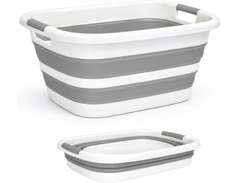 Edihome Opvouwbare Wasmand 26 Liter - Ruimtebesparende Wasbak van Silicone en Kunststof - Grijs