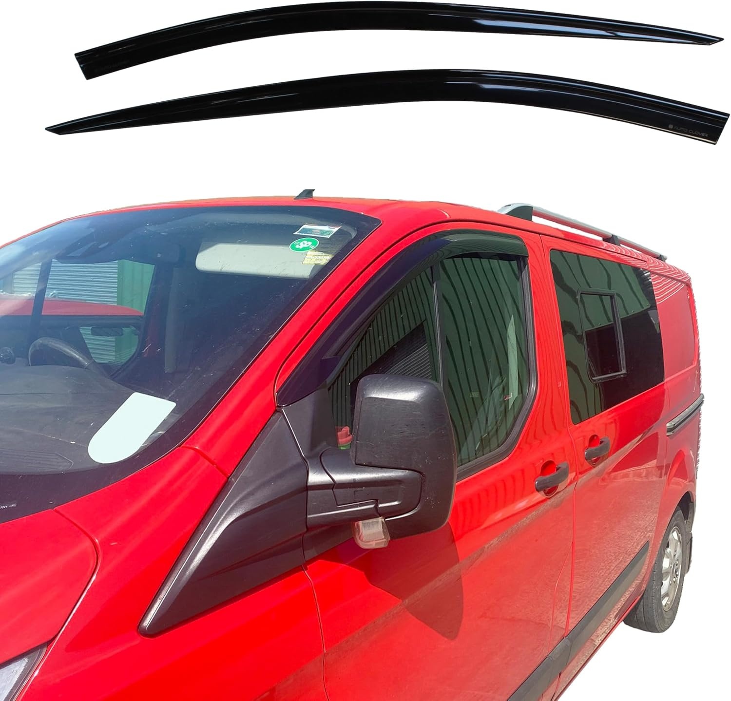 Auto Clover Winddeflectors Set voor Ford Transit Custom 2012-2024 - 2-delig - Getint zwart