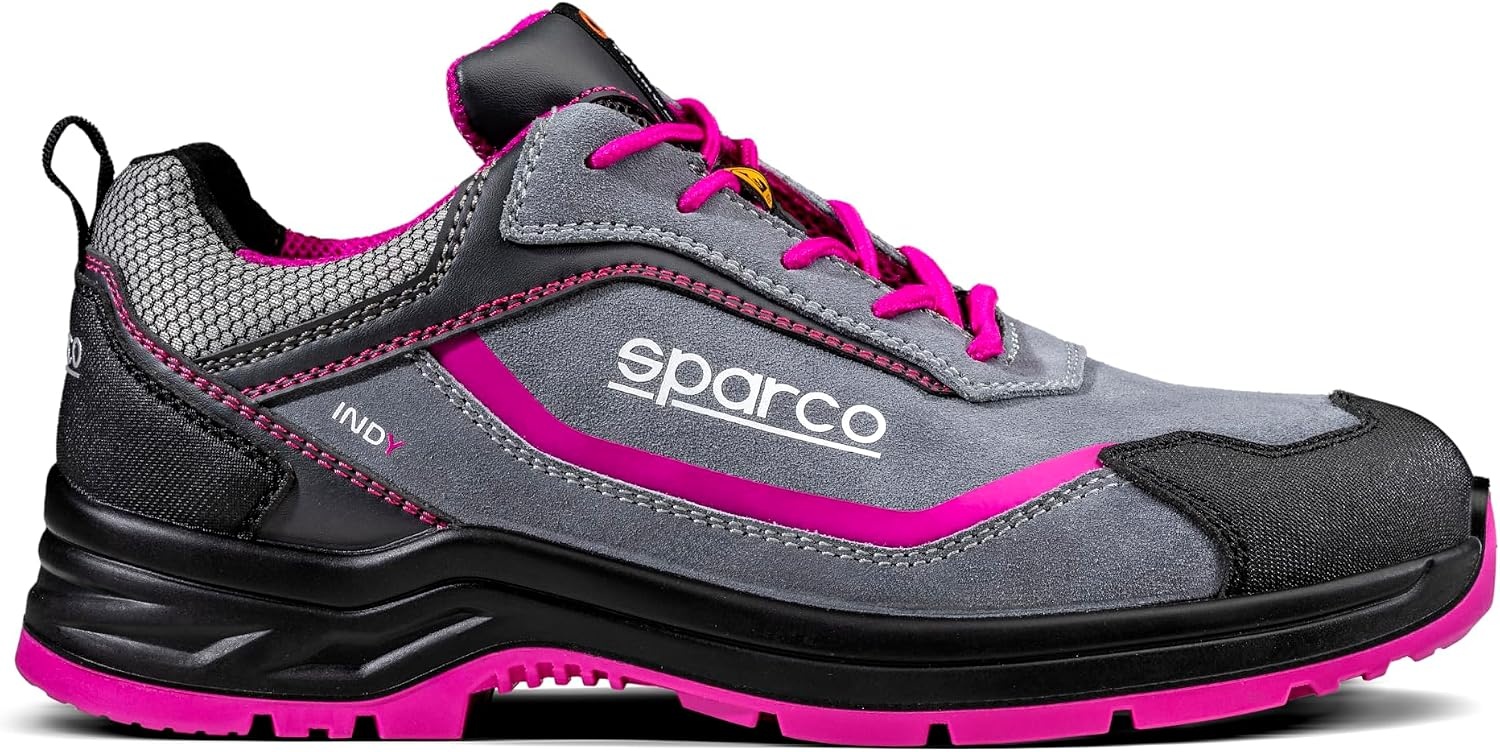 Sparco Indy Danica ESD S1PS Veiligheidsschoenen Grijs/Fuchsia Maat 38