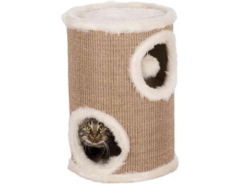 TRIXIE Kattenton Edoardo 4331, 50 cm in taupe/crème, krabton met twee verdiepingen voor katten met gevoerd ligvlak en sisalkraboppervlak, gezellig en stabiel
