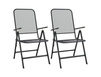 vidaXL Tuinstoelen inklapbaar 2 st metaalgaas antracietkleurig