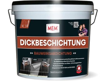 MEM Dikke coating, voor nieuwe en oude gebouwen, bestand tegen verrotting, gebruiksklaar, eenvoudig te verwerken, oplosmiddelvrij, 12 l, donkerbruin