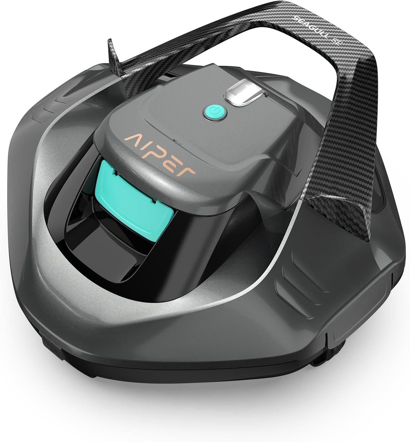 AIPER Zwembadrobot, 90 minuten krachtige reiniging, dubbele aandrijfmotoren, led-indicatoren, automatisch parkeren, zwembadrobot met accu, draadloos, perfect voor vlakke bodem en zwembad tot 80 m², - Maat Seagull SE Dunkelgrau