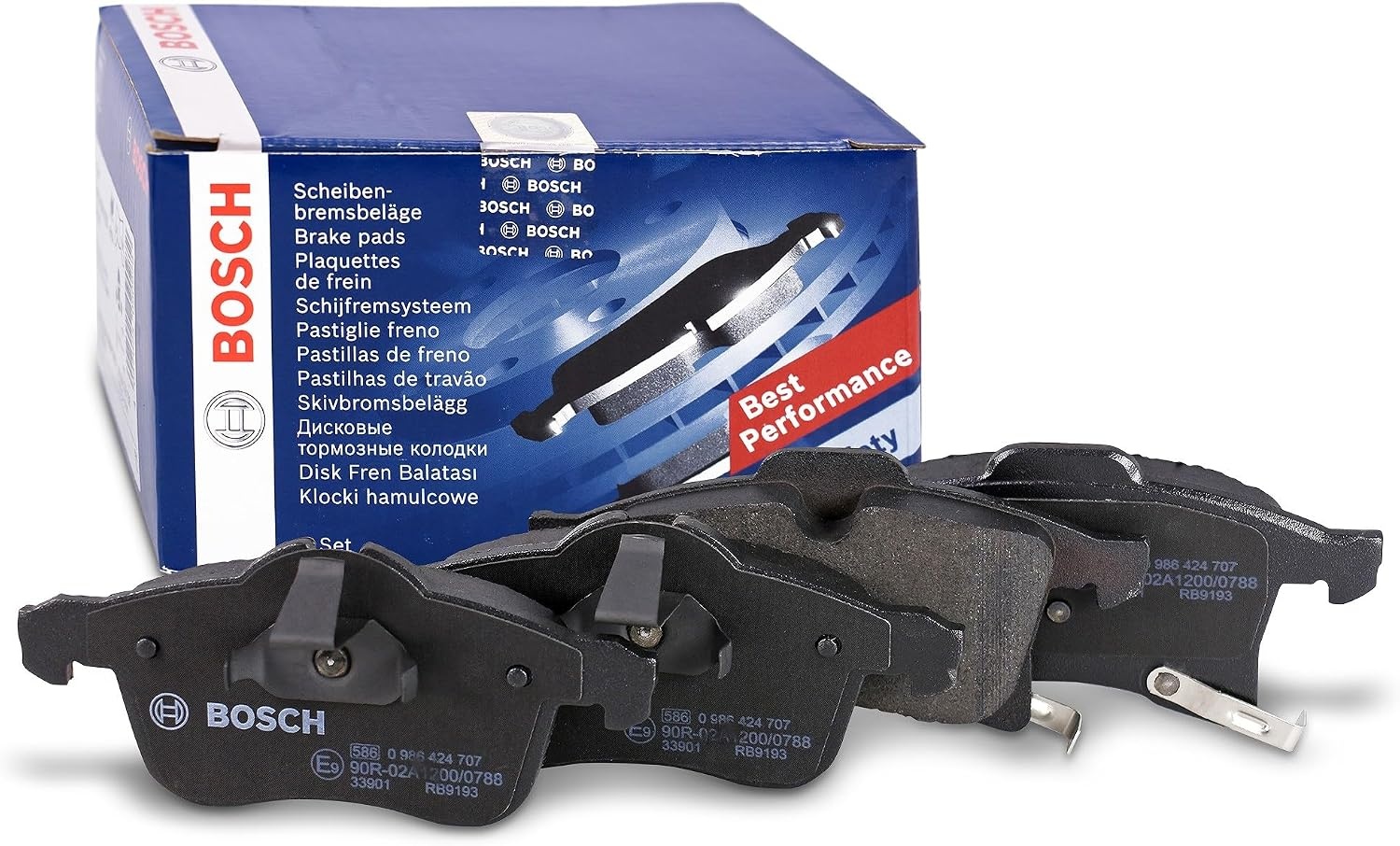 Bosch BP420 Remblokken auto vooras, Bosch-kwaliteit, minder geluid en stof, ECE-R90-gecertificeerd, kopervrij, 1 set van 4 remblokken