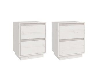vidaXL Nachtkastjes 2 st 40x35x50 cm massief grenenhout wit