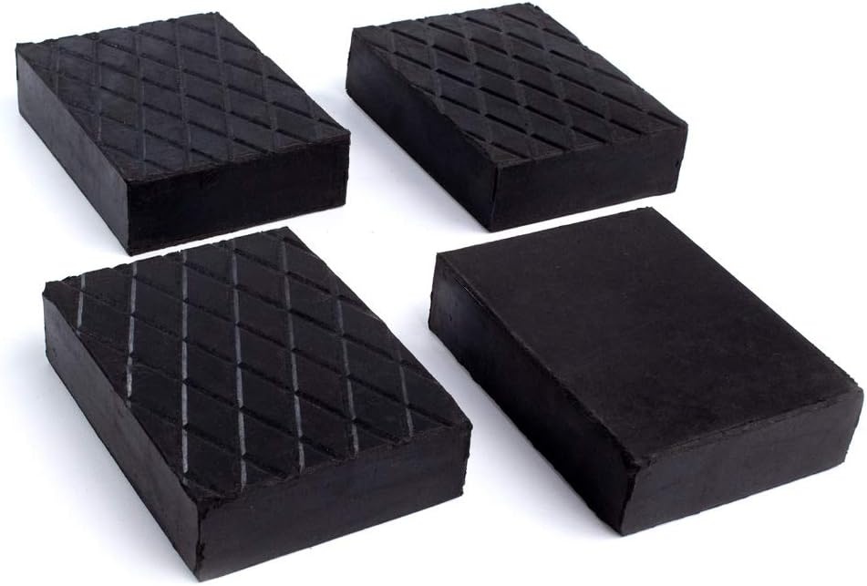 Kora Set van 4 rubberen blokken voor hefbrug, garagekrik, krik, putkrik, 12 x 8 x 4 cm