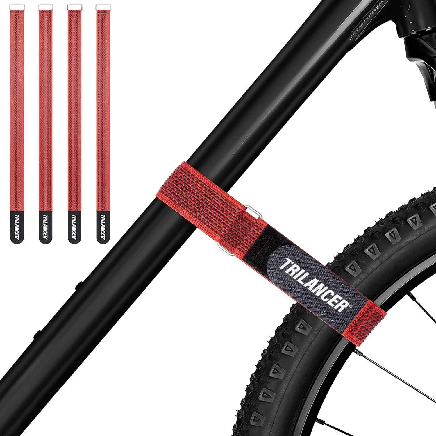 Trilancer Fietsdrager Banden 65 cm - 4-Stuks - Rood - Wielstabilisator met Gesp