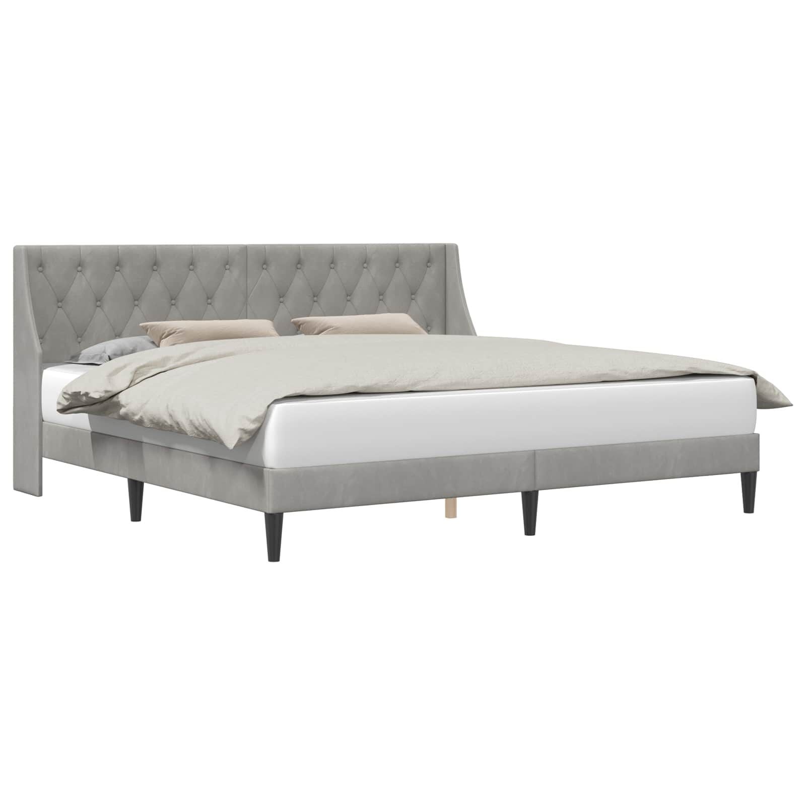 vidaXL Bedframe met hoofdeinde Lichtgrijs 200 x 200 cm Fluweel